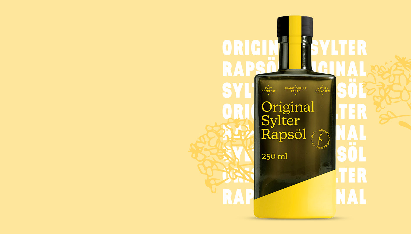 Grafik mit Flasche Original Sylter Rapsöl