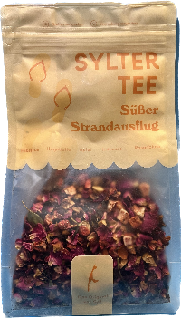 Sylter Tee Süßer Strandausflug. Früchtetee mit Hibiskus, Hagebutte, Apfel, Erdbeere, Rosenblüte.