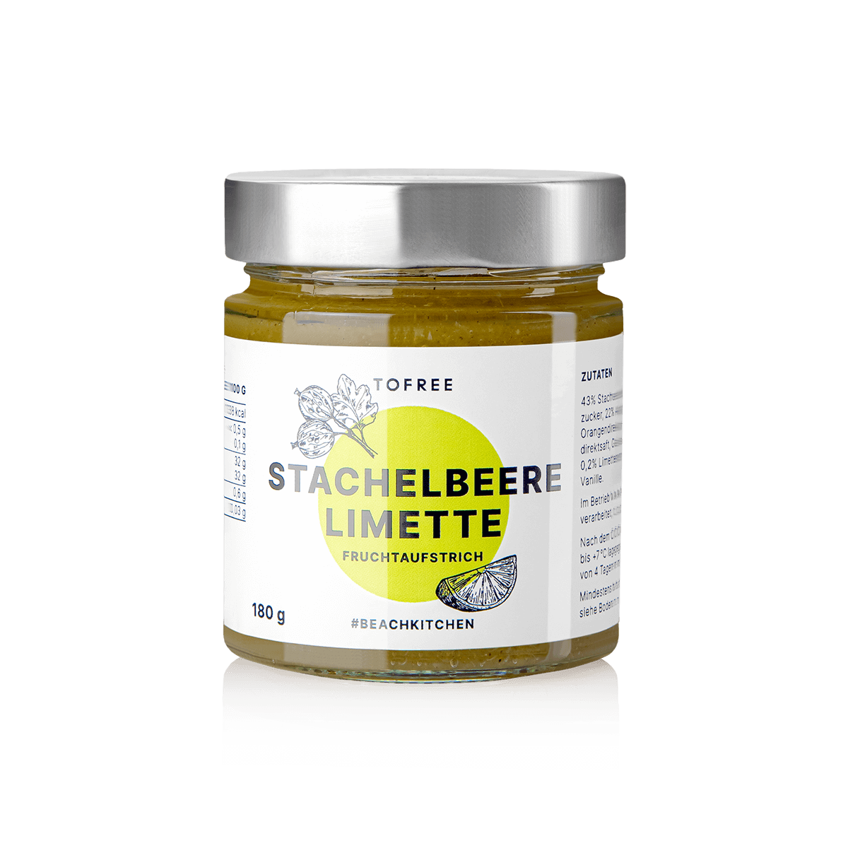 180 Gramm Glas Fruchtaufstrich Stachbeere Limette von Tofree aus Sylt